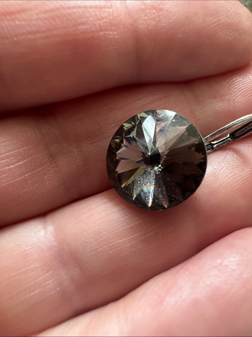 Rivoli Faceted Black Diamond Swarovski Crystal Drop Leverback Earrings - Picture 6 of 9
